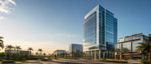 Modern commercial office buildings representing South Florida commercial real estate services